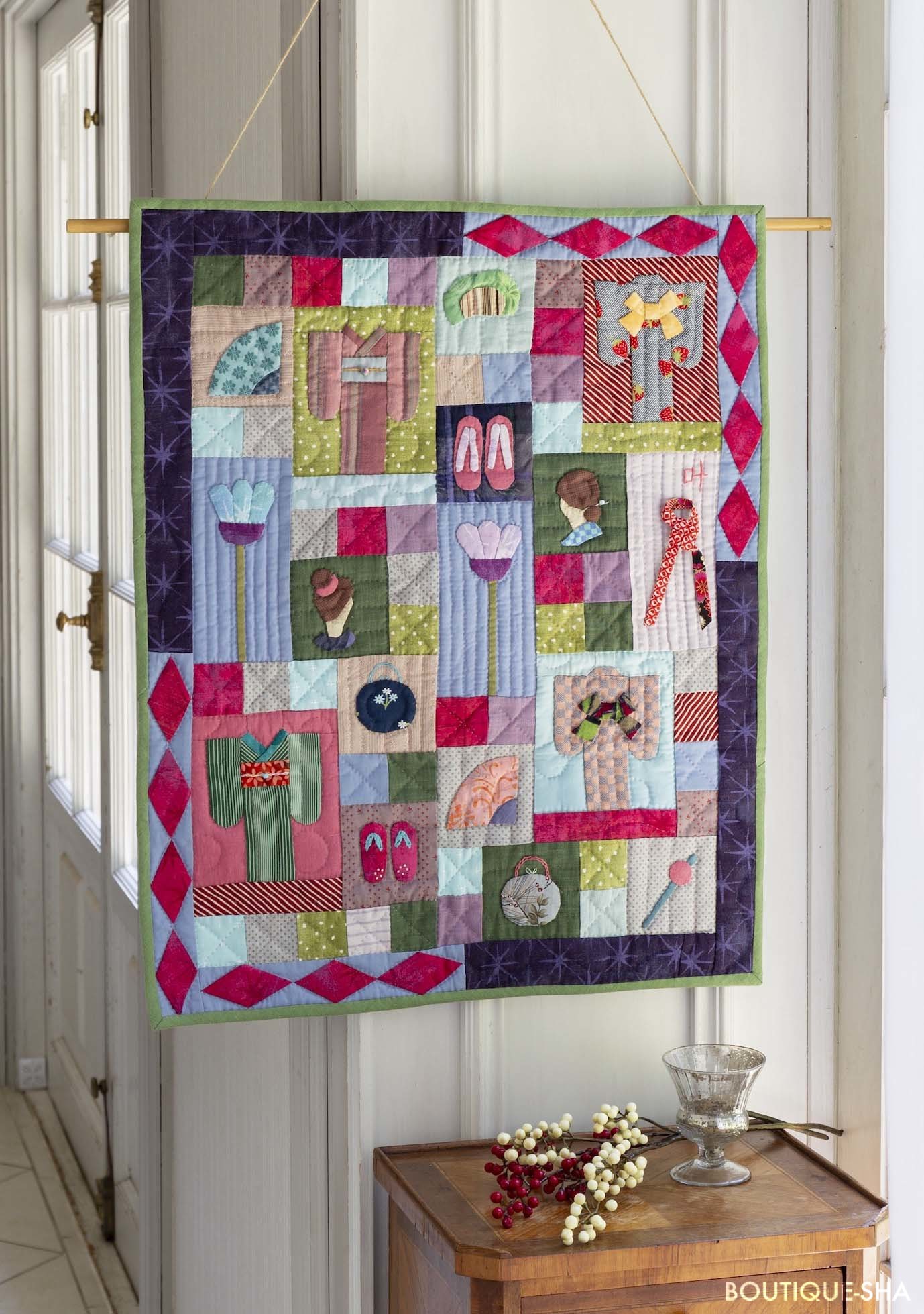 お正月のパッチワークキルトタペストリ