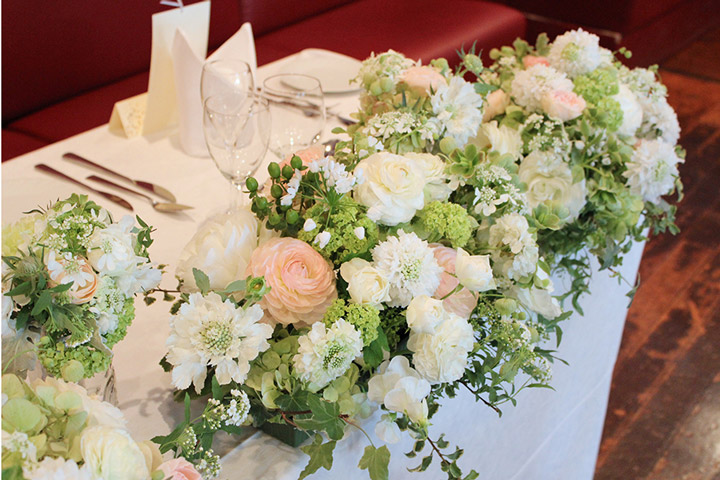 スタイル別会場装花秋・緑&白&茶色：オータムフォレスト Autumn ForestFlowers by kukka designクッカデザイン札幌&東京・花屋