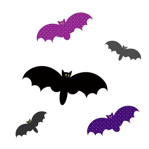 かわいいハロウィンのコウモリの無料イラスト・商用フリーオイデ43