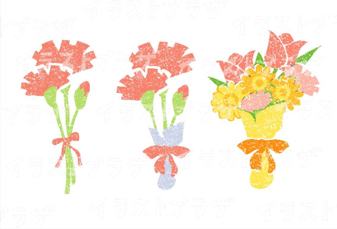 手描きのカーネーションの母の日用メッセージカード無料イラスト素材素材ラボ