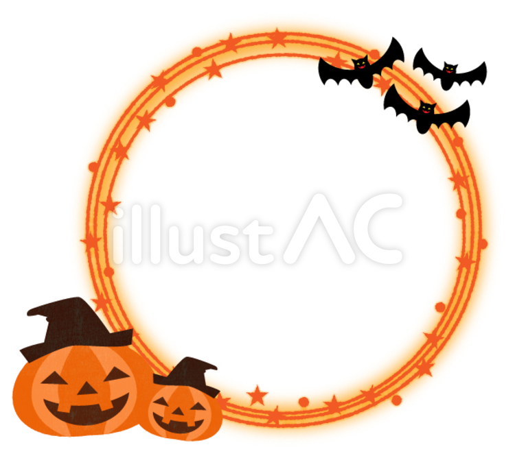 ハロウィンおばけの丸フレーム素材商用OKの無料イラスト素材サイト ツカッテ