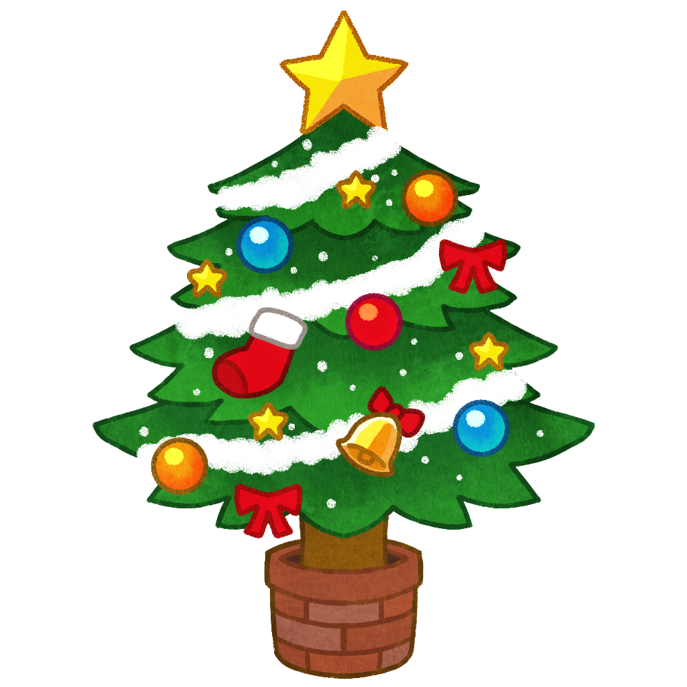 クリスマスツリーのイラスト素材手描きのフリーイラスト素材「かわピク」