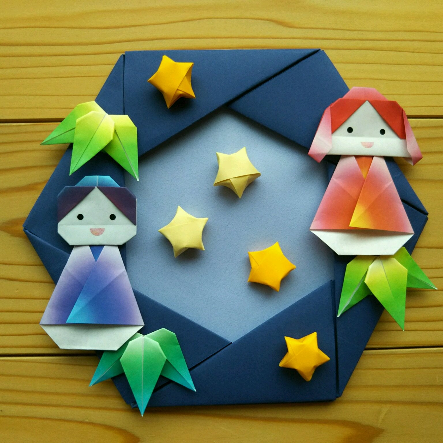 七夕Part3🎋おりがみひこぼしおりひめ壁飾り星折り紙作品七夕折り紙折り紙リースorigami 笹 part3 おりがみ作品