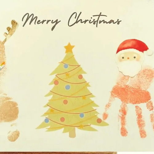 クリスマスツリー デザイン台紙セット フレーム インク 付 □ 手形 足形名入れインク スタンプ も選べる 説明書付き ◇ 手形 足形 アートポスター 出産 赤ちゃん ベビー -にじいろあんよ - プレゼント＆ギフトのギフトモール