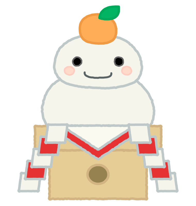 ぬりえ素材・お正月・鏡餅イラスト無料・かわいいテンプレート