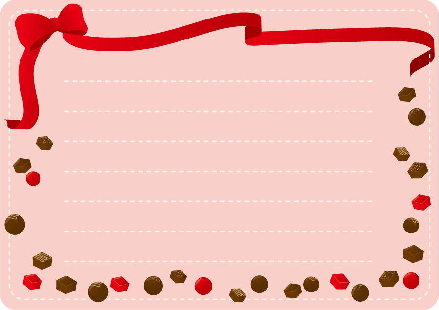 バレンタインメッセージカードストライプ＆ハート柄テンプレート無料イラスト素材素材ラボ