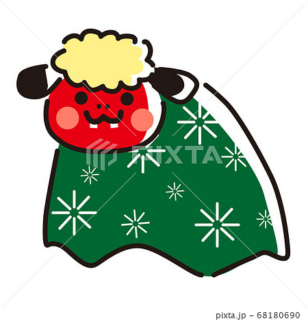 獅子舞と子供イラストのフリー素材イラストイメージ