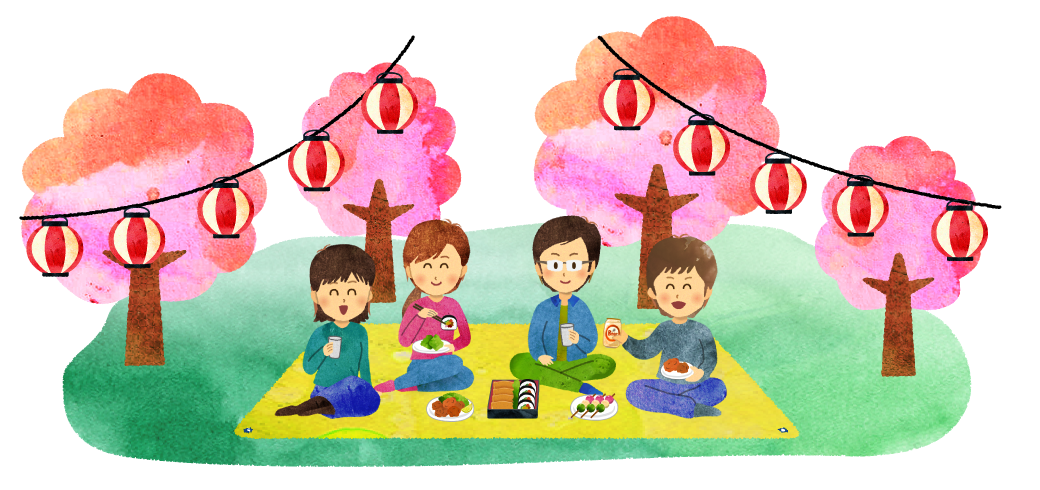 お花見宴会で酔っ払っている男性のイラストコピペできる無料イラスト素材展