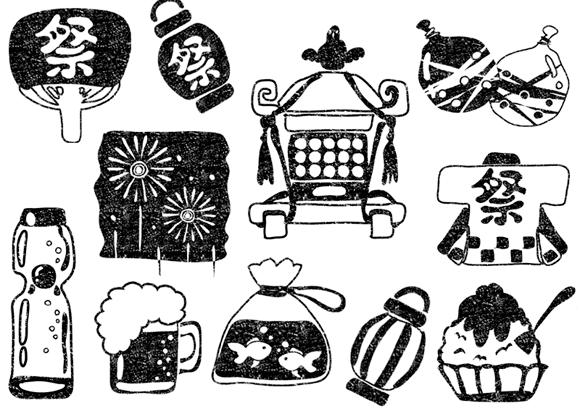 夏祭りイラスト白黒無料素材イラストプラザ