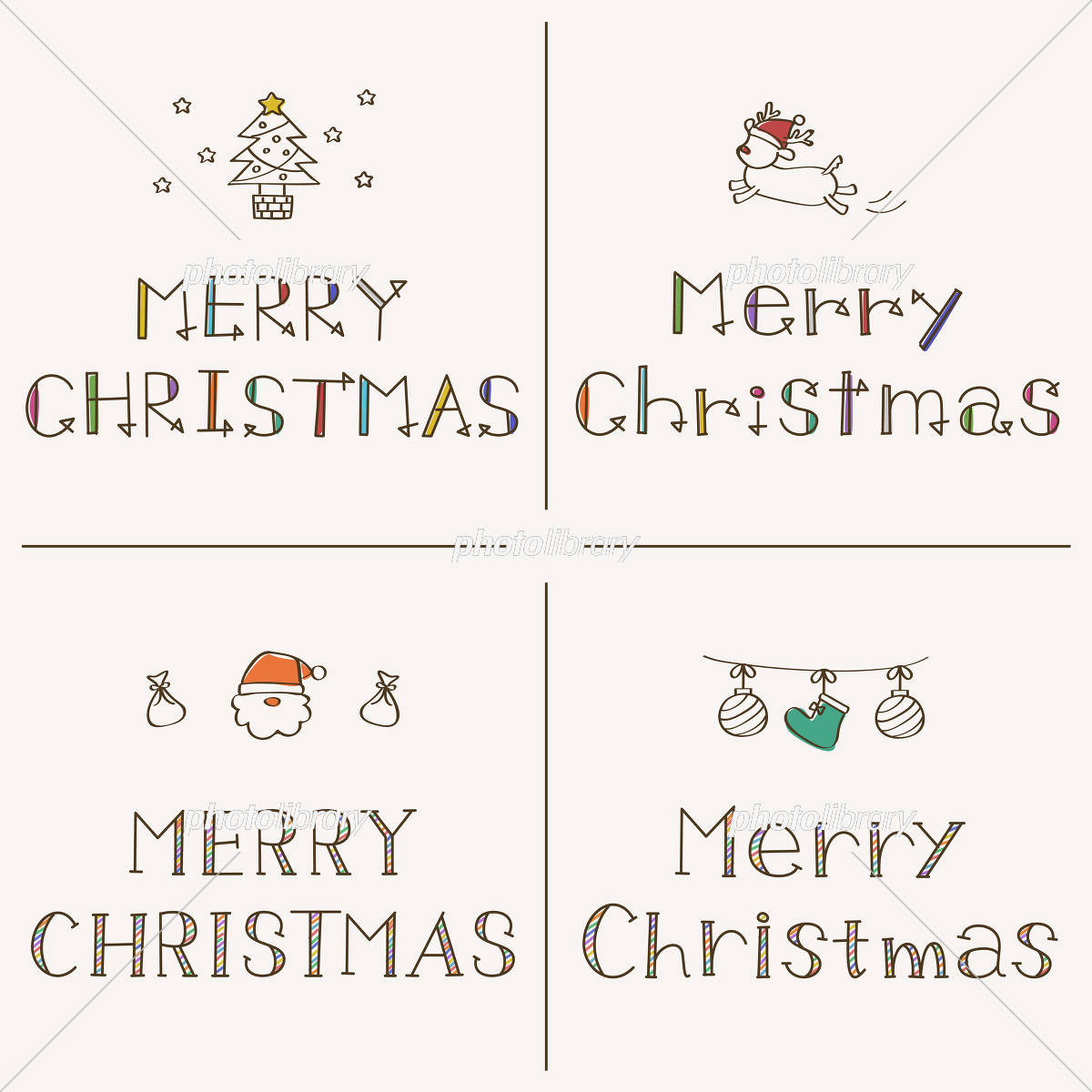 メリークリスマスのロゴ文字 手描きの筆記体 赤と緑のイラスト素材183894898 毎月1点無料 フリー のストックフォト イメージマート