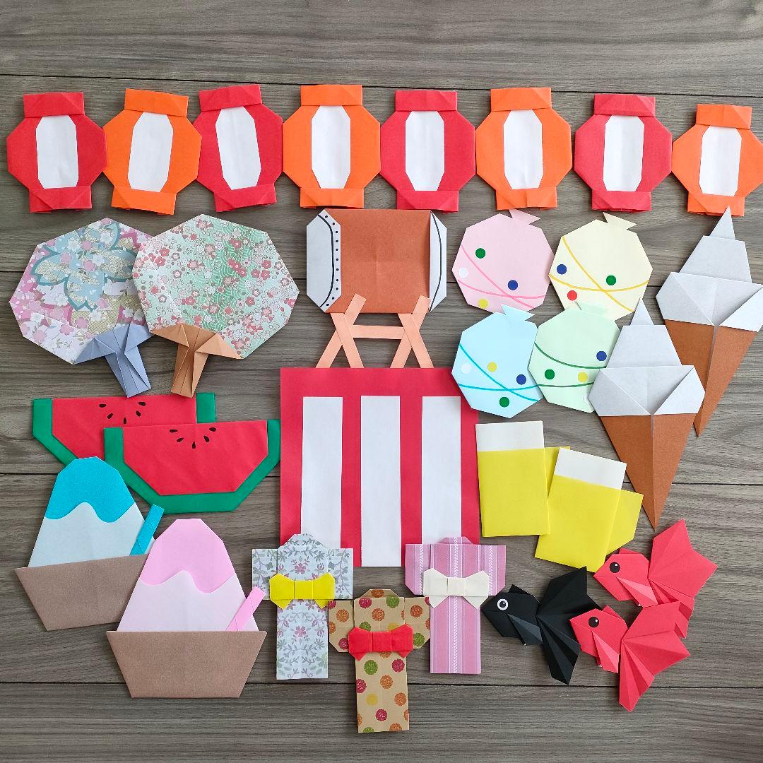 Amazon.co.jp: 折り紙 夏の壁面飾り夏祭りゆかた金魚かき氷 : 文房具・オフィス用品