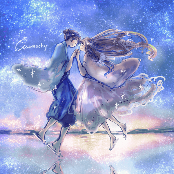 フリーイラスト天の川の下の七夕飾りパブリックドメインQ：著作権フリー画像素材集