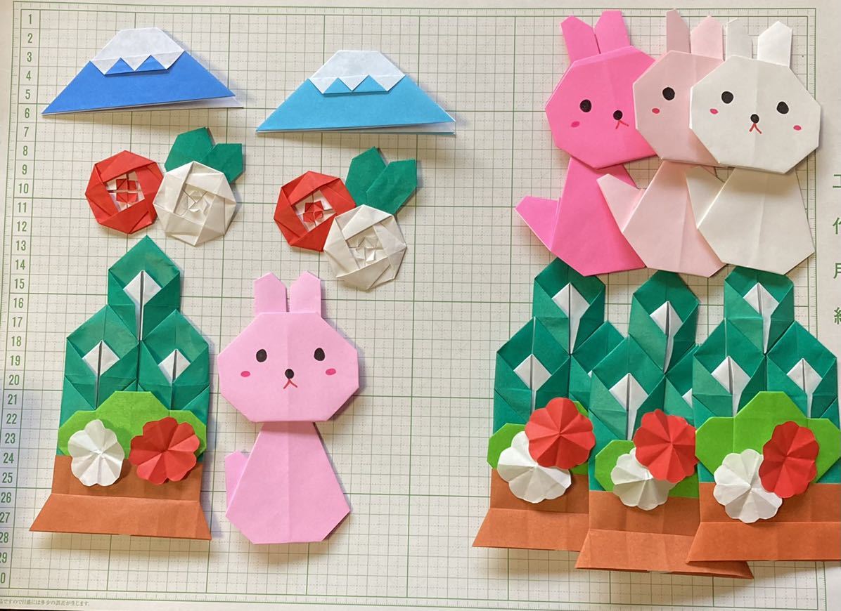 六原張子 和紙面 うさぎ 兎 お面 希少正月 うさぎ 折り紙 簡単かわいい 折り