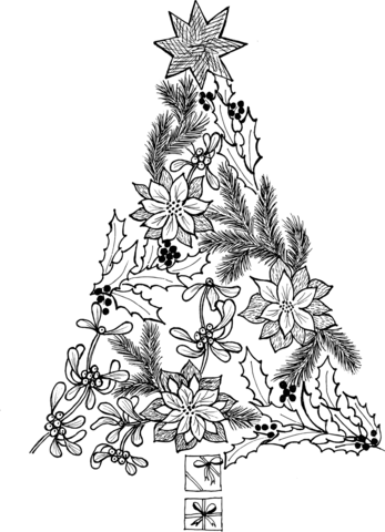 ぬりえやさん・無料こども塗り絵・クリスマスツリーぬりえ