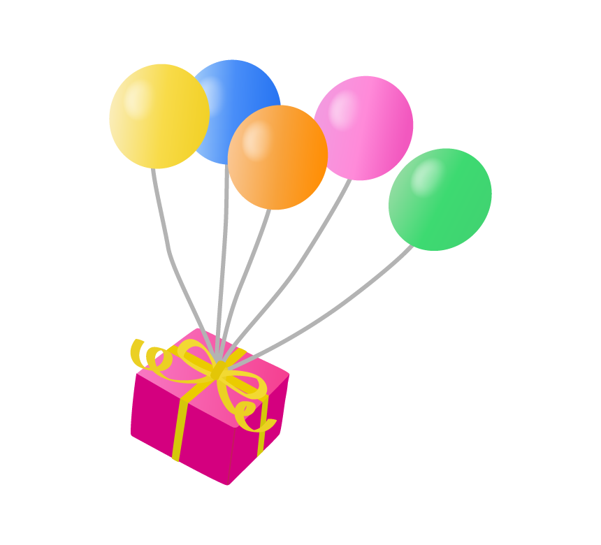 風船と紙吹雪のお祝いテンプレート：イラスト無料