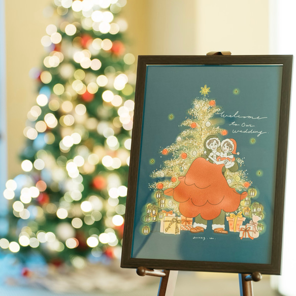 ウッドボードクリスマスリースウェルカムボード オーダーメイドmille la chouetteミルラシュエット