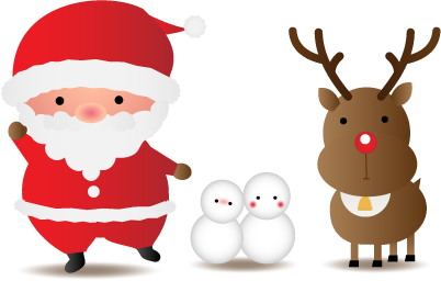 クリスマスツリーとサンタクロース かわいい クリスマス イラスト無料 フリー91542素材Good