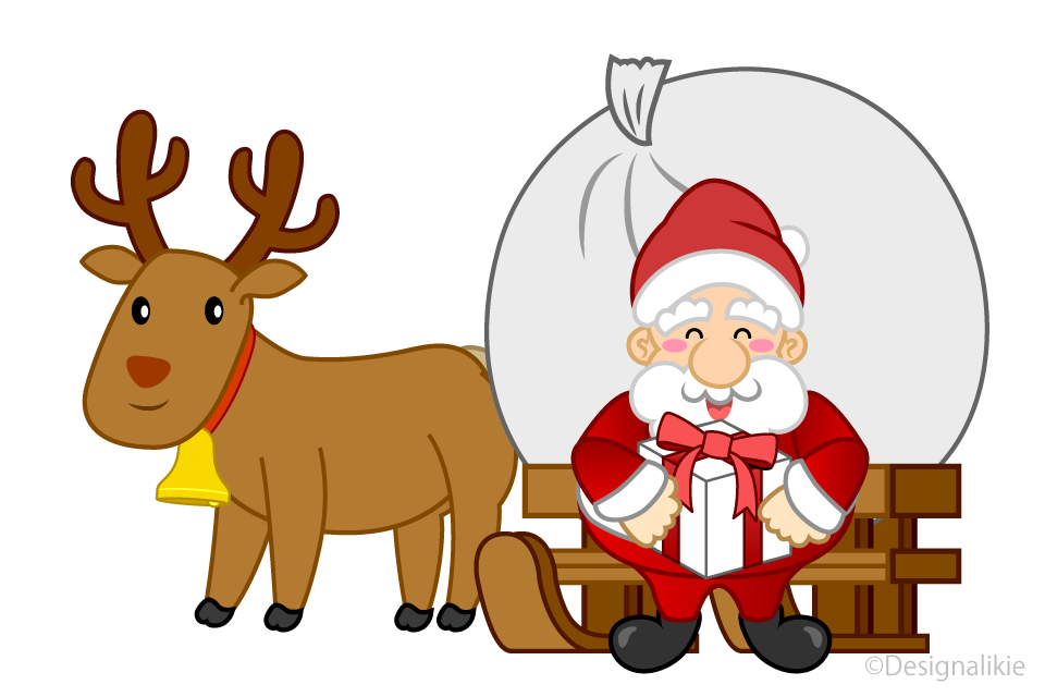 トナカイが引っ張られているクリスマスそりでサンタさんのイラストのイラスト素材・ベクター Image 15858656