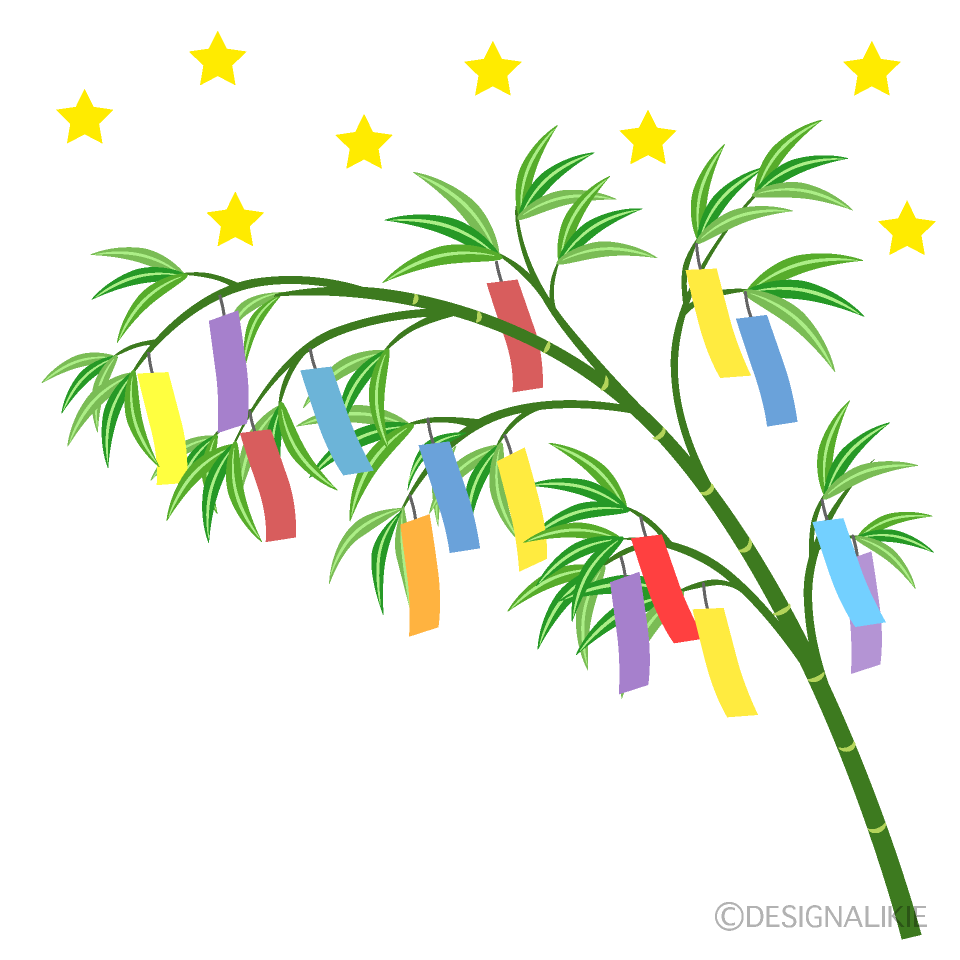 七夕・笹の葉うさぎフリーイラスト素材フリーイラストIroFuri・いろふり