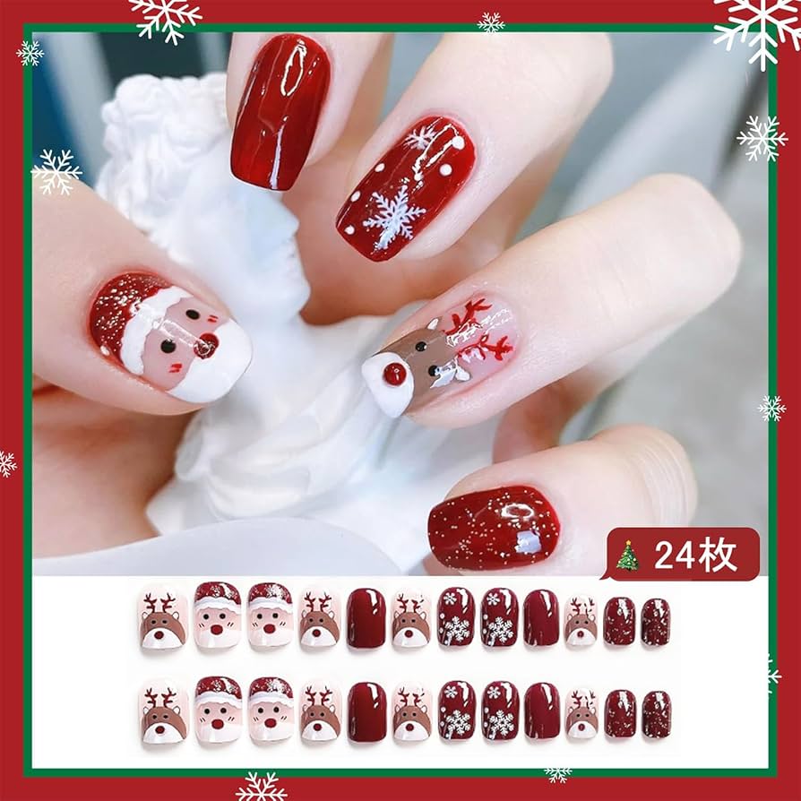 ネイルチップ クリスマス 赤 - メルカリ