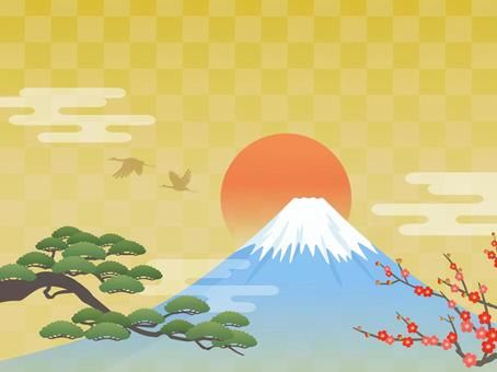 富士山と雲のイラスト2026年 令和8年無料の年賀状デザインテンプレート集