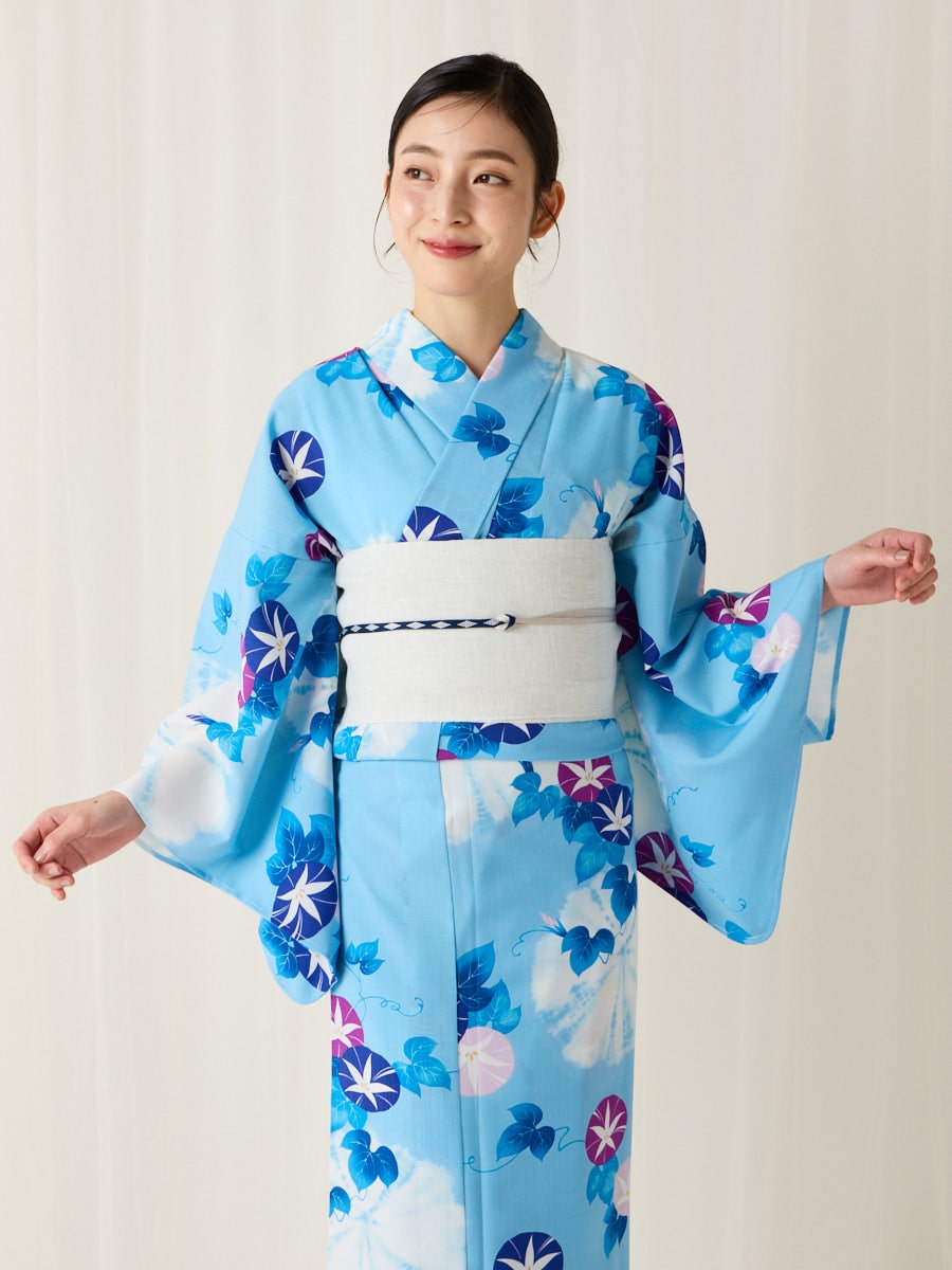 生成×紫の朝顔 レディース浴衣宅配着物レンタルの京都かしきもの