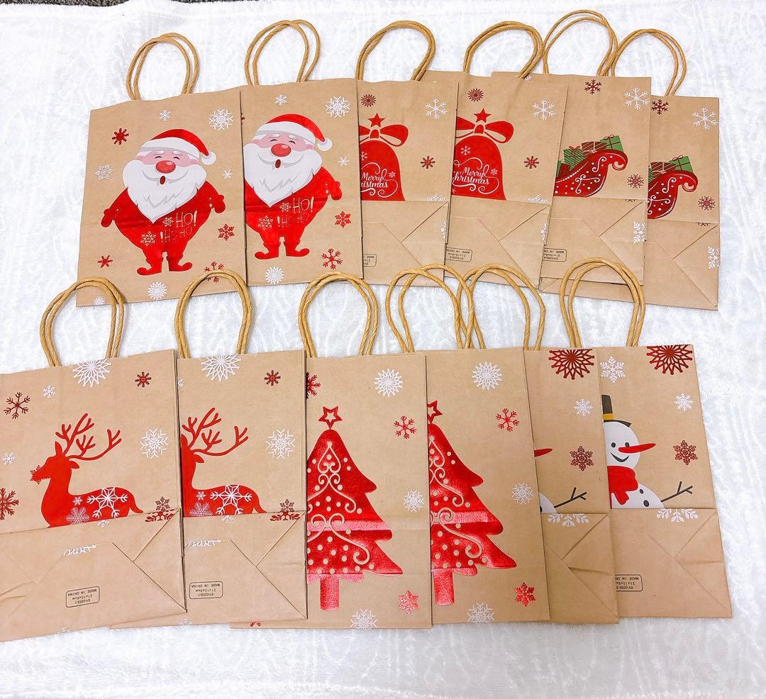 AmazonLIHAO クリスマス ラッピング 袋 紙袋 12枚入 手提げ クリスマス 袋 らっぴんぐ袋 記名でき プレゼント 袋 小ギフトラッピング 包装 手提げ袋 小分け 袋 ギフトバッグ ペーパーバッグ かわいい おしゃれギフトバッグ・袋文房具・オフィス用品