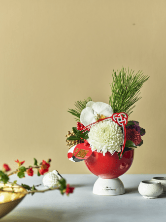 正月飾り 2025 迎春 正月 花 門松 アレンジ 胡蝶蘭 イベントギフトA 生花 お花 年賀 フラワーアレンジメント ギフト 花鉢 部屋 玄関 竹置物 おしゃれ 水引 メッセージカード 送料無料ＢｕｎＢｕｎ！Ｂｅｅ