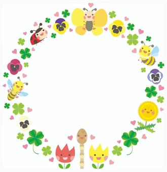 春っぽい花フレーム・飾り枠：イラスト無料