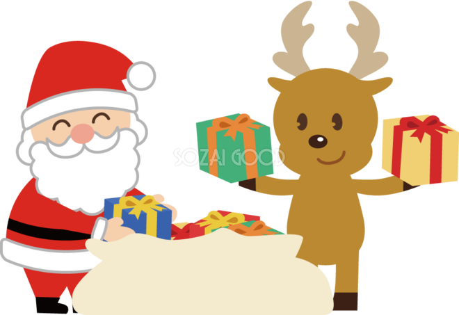 フリーイラストプレゼント袋を担ぐなどの8種類のサンタのセットでアハ体験GAHAG著作権フリー写真・イラスト素材集 - GAHAG著作権フリー写真・イラスト素材集