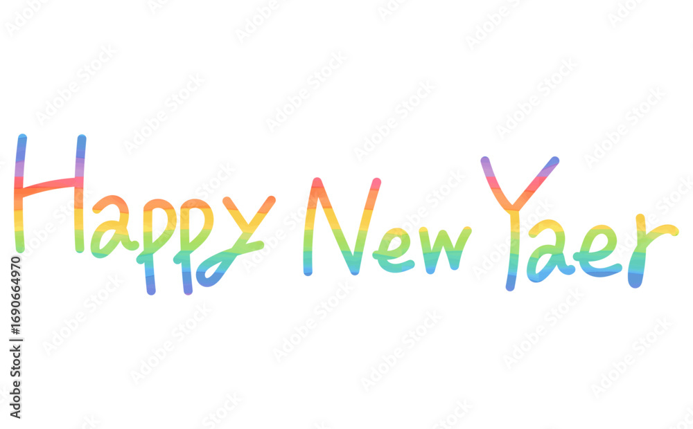 筆記体のハッピーニューイヤー No:115536│年賀状2025 令和7年・巳年・へび 無料素材