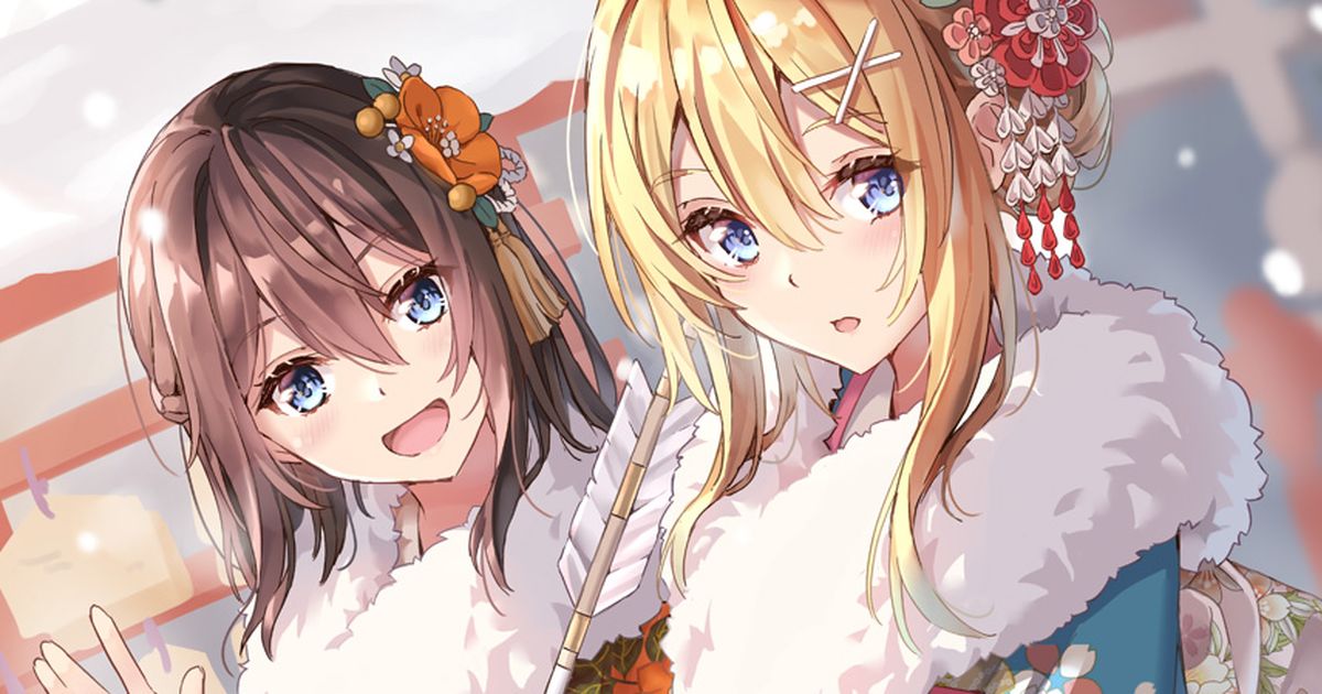 無料イラスト初詣で神社に参拝する三人家族パブリックドメインQ：著作権フリー画像素材集