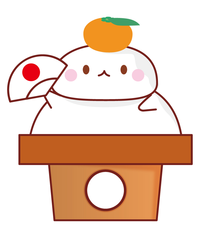 商用フリー・無料イラスト_縁起物_鏡餅B_門松_金屏風 - 商用OK!フリー素材集「ナイスなイラスト」