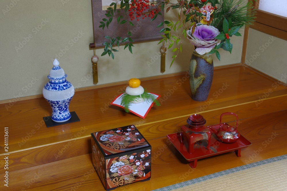 正月飾り 鏡餅 床の間 掛け軸の写真素材 - PIXTA