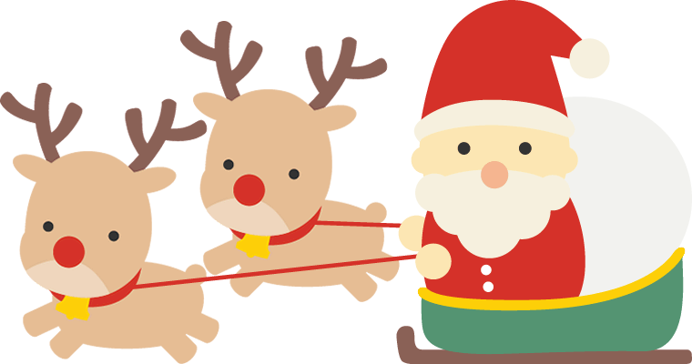 グッドラックなサンタクロースのイラストえんぴつと画用紙