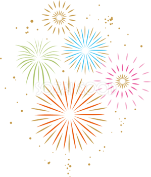 花火の夏文字イラストのフリー素材イラストイメージ