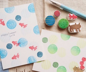 夏のお便り・暑中見舞いに カード・はんこハンドメイド、手作り通販・販売の Creema