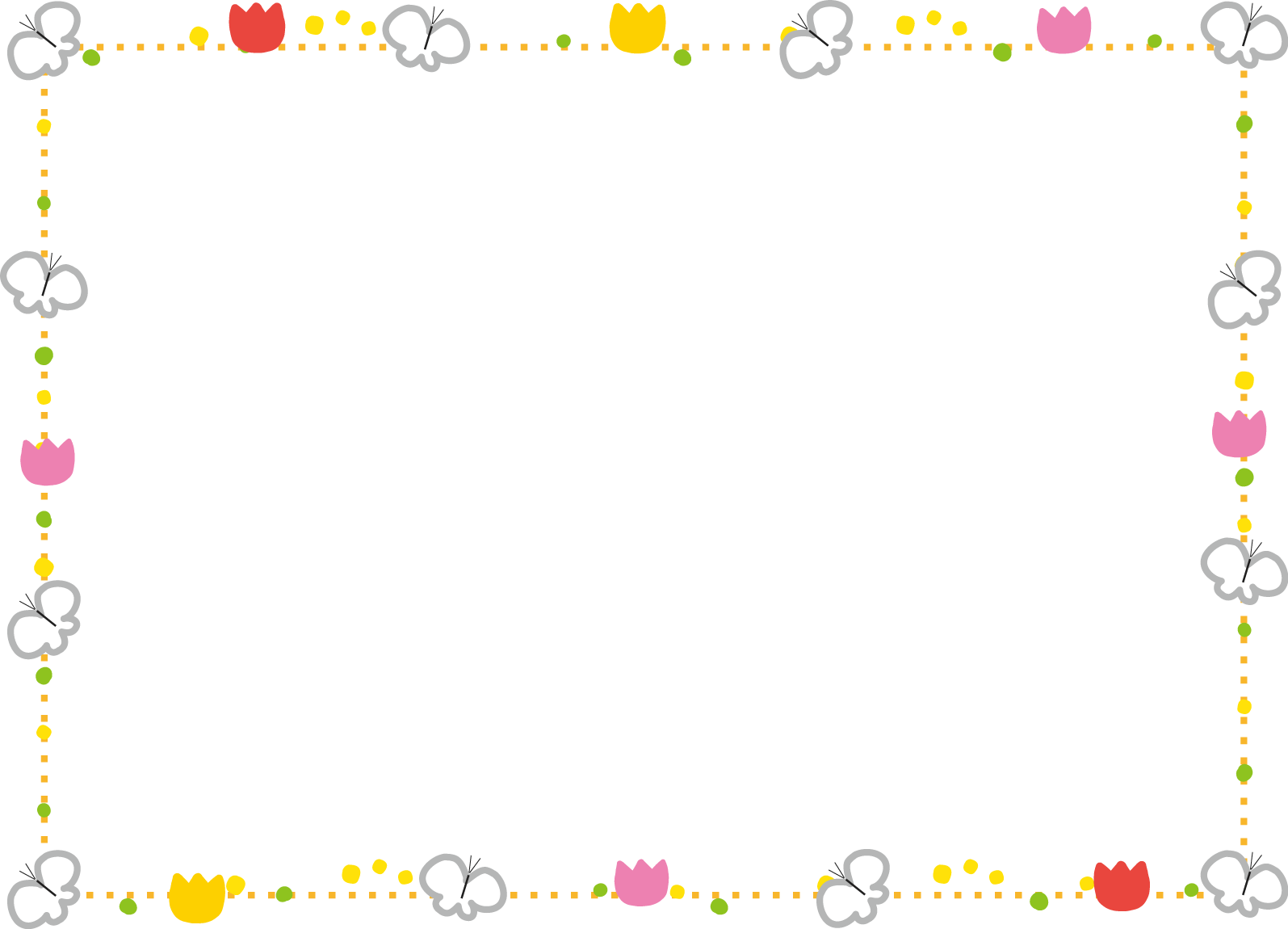 春のお便り、広報誌のデザインに使えるフレーム素材！チューリップやポピーの花のかわいいイラ イラストボックス「プレミアム」テンプレート