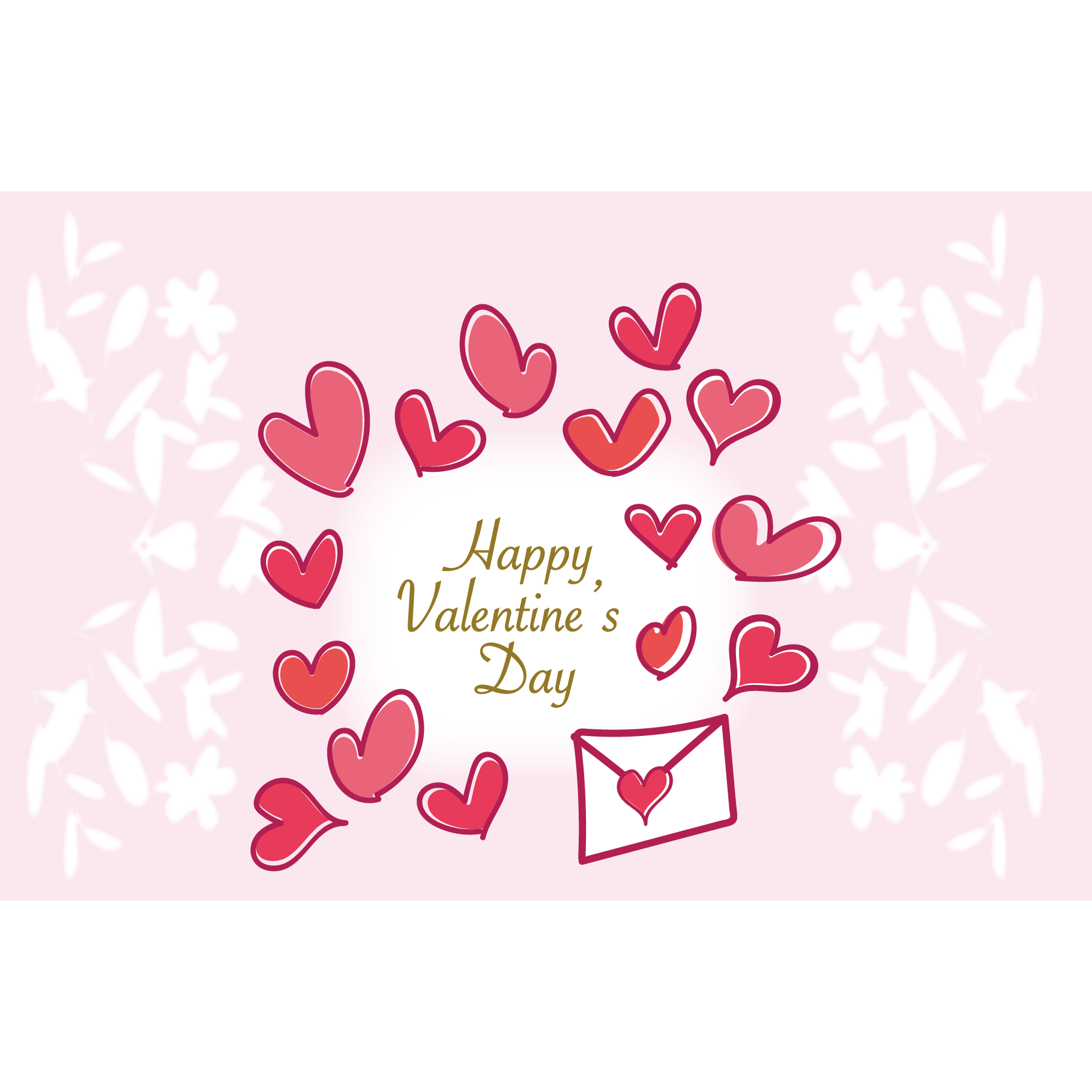 赤いハートと幸せな日のテキストを備えた陽気なバレンタイン カードイラスト素材透過、PNGフリー画像ダウンロード - Pngtree