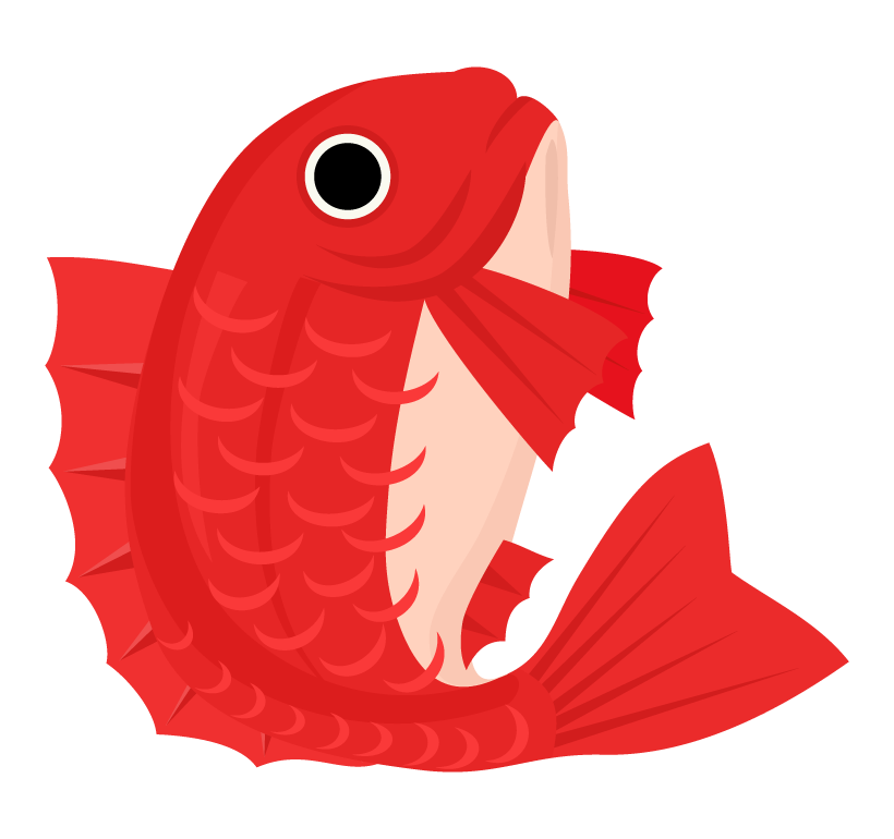 赤丸のめで鯛イラストのフリー素材イラストイメージ