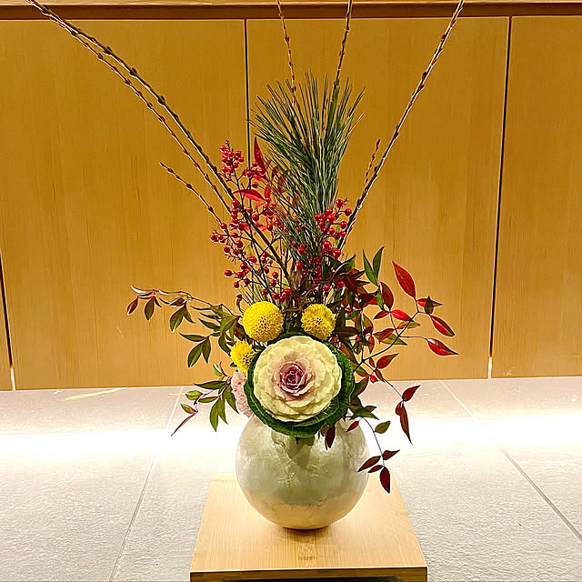 お正月のいけばな ☆ 生徒さまのレッスン作品から - 花と実と魔女と：楽天ブログ