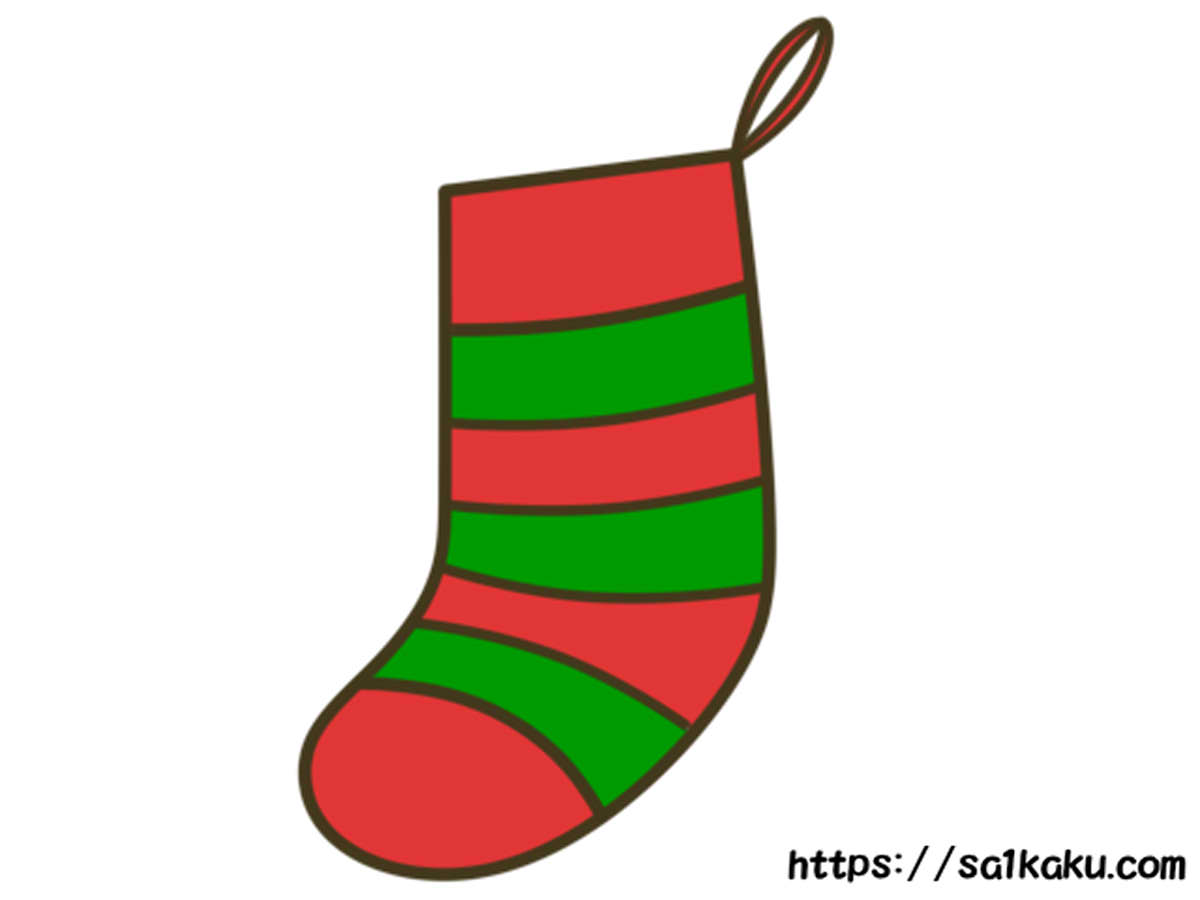 かわいいクリスマス靴下セット：イラスト無料