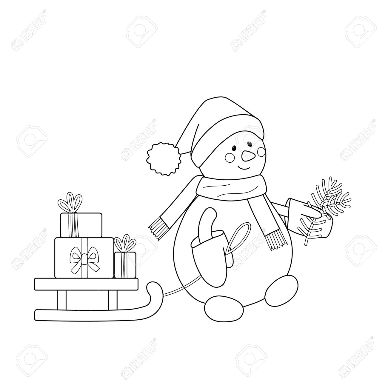 雪だるま クリスマス ぬりえ キャラクターのイラスト素材 - PIXTA