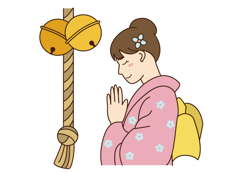 初詣・お参りのイラスト お正月 : ゆるかわいい無料イラスト素材集