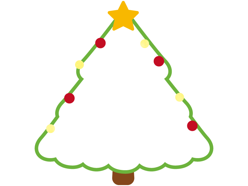 かわいいクリスマスのフレームイラスト.楽しいクリスマスツリーとリース。小さな音符フレーム 飾り枠 Decome