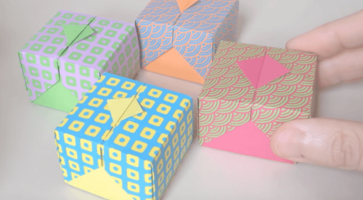 折り紙２枚で簡単 リボン付きプレゼントボックス ASOPPA！レシピ - あそっぱ