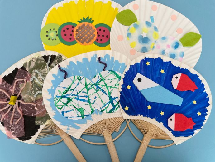 夏の製作 超簡単 手作りのうちわ 簡単 Handmade Uchiwa