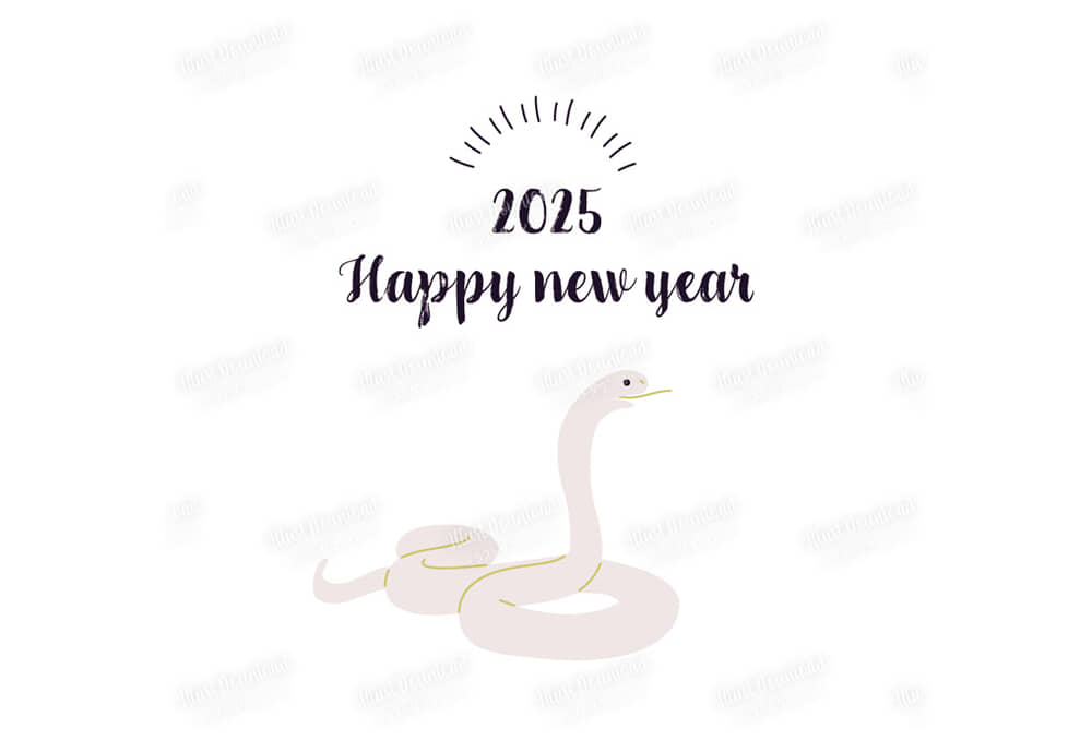 年賀状２０２５年無料テンプレートくるりんヘビ年賀状わんパグ