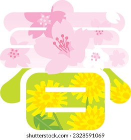 桜の花の春文字イラストのフリー素材イラストイメージ