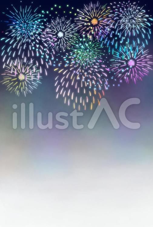 夏の夜の花火大会おしゃれ 縦 フレーム枠イラスト無料フリー83959素材Good